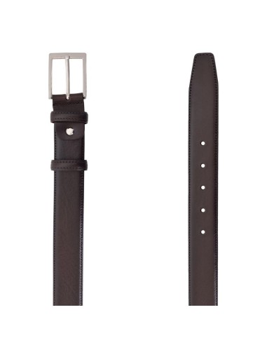 Cinturón de piel construcción alomada color marrón