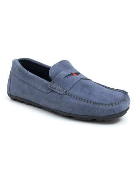 Mocasín de ante con antifaz color azul
