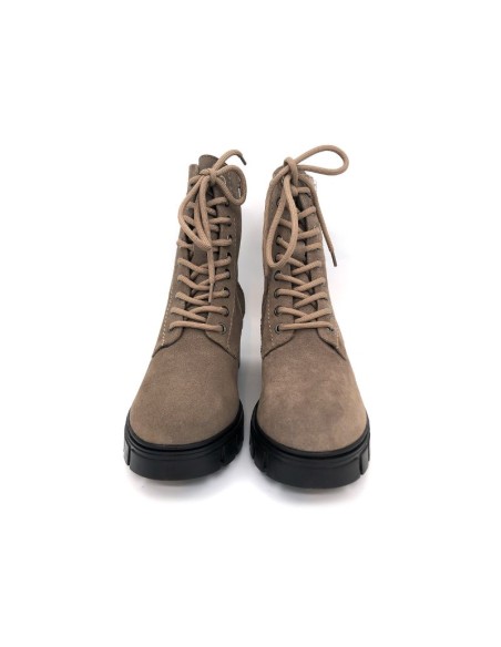 Beige suede women's boots