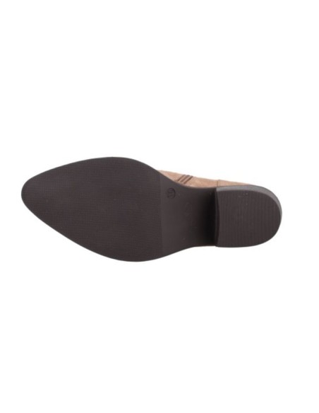 Botines de mujer de terciopelo con aplique metálico color beige