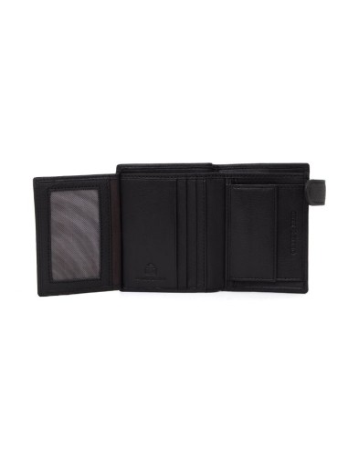 Cartera de piel cosido artesano color negro