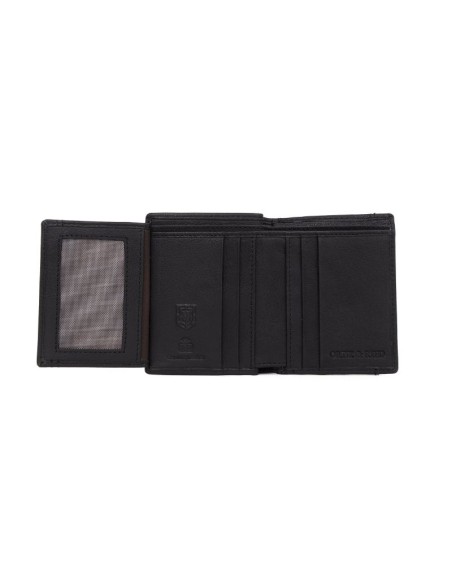 Cartera de piel cosido artesano color negro