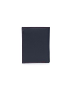 Cartera de piel con costura en contraste color azul 2