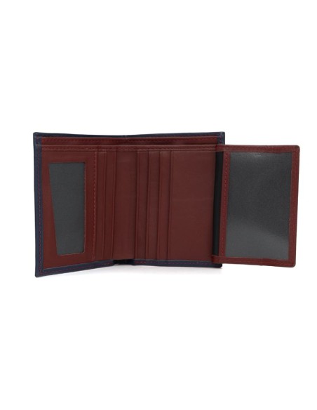 Cartera de piel con costura en contraste color azul