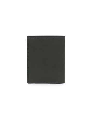 Cartera de piel con costura en contraste color verde