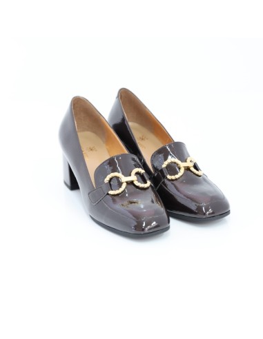 chaussures habillées femme de peau marron W-CHELIN-MARRON