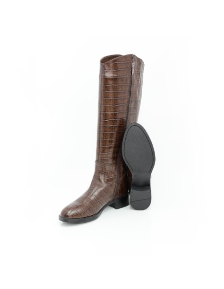 bottes femme de peau marron W-CROBO-MARRON