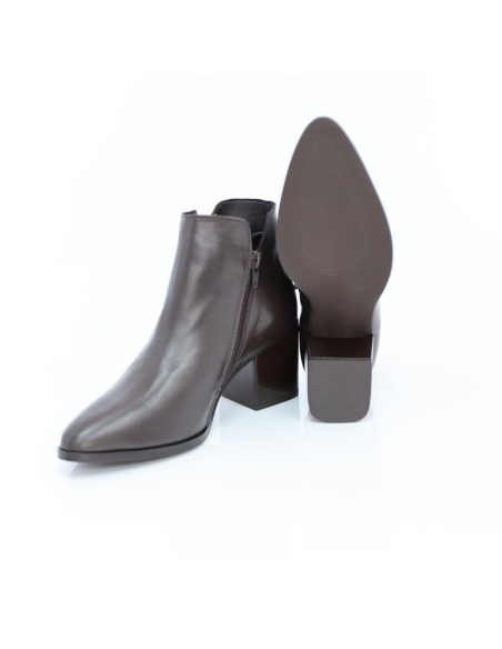 bottines femme lisse marron W-ELOIS-MARRON