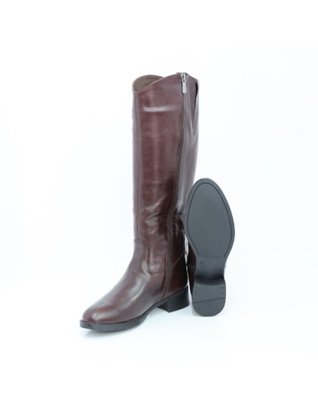 bottes femme de peau marron W-MATEY-MARRON