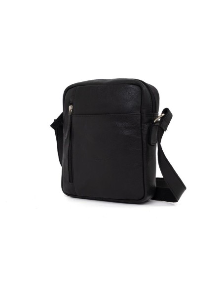 Black leather shoulder bag for men