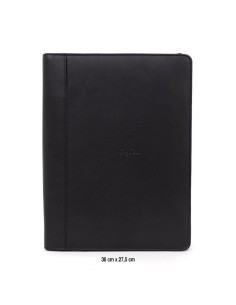 Portafolio Laptop de piel cosido artesano color negro