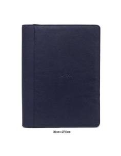 Portafolio Laptop de piel cosido artesano color azul