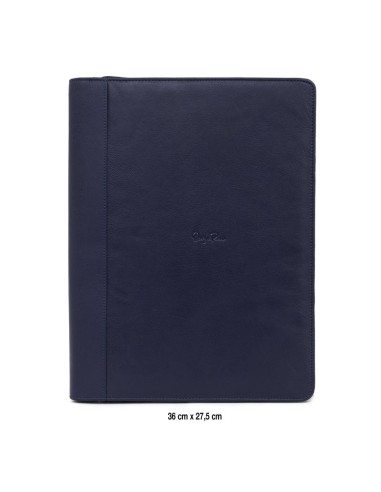 Portafolio Laptop de piel cosido artesano color azul