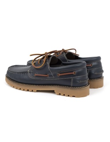 Blue leather boat shoe
