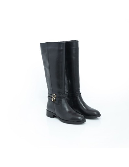 Botas de mujer de piel con hebilla color negro