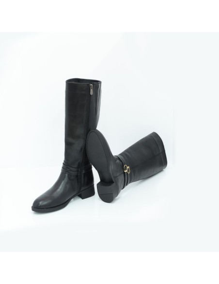 Black leather Women's high boots