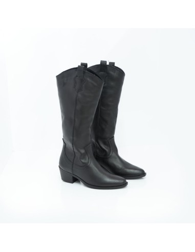 Botas de mujer de piel acabado a mano color negro