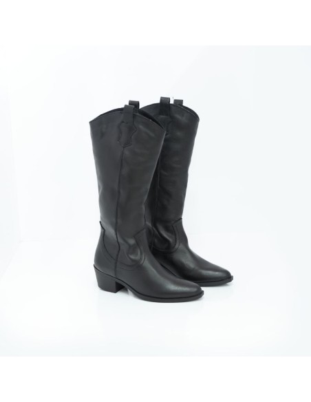 Botas de mujer de piel acabado a mano color negro