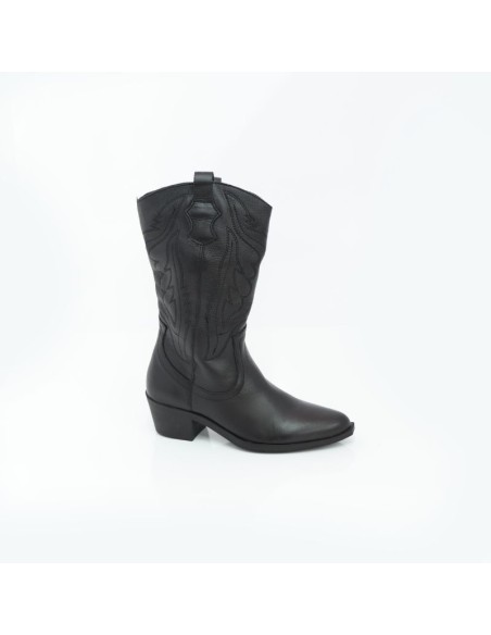 Black leather Women's high boots