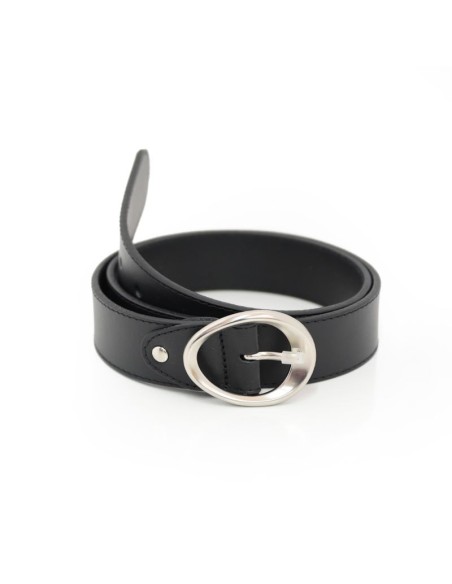 Black leather women's belt