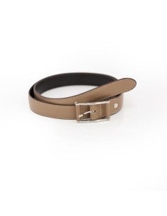 Beige leather women's belt