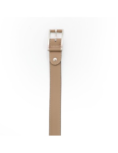 Beige leather women's belt