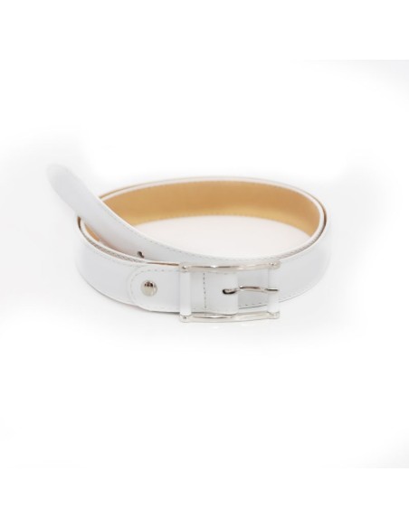 White leather women's belt