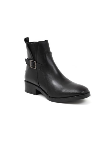 Botines de mujer de piel acabado a mano color negro