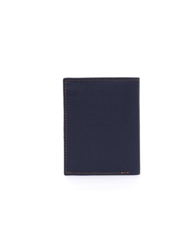 Cartera de piel con costura en contraste color azul