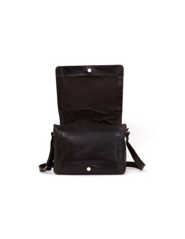 Bolso de piel cosido artesano color marrón