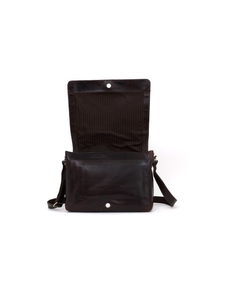 Bolso de piel cosido artesano color marrón