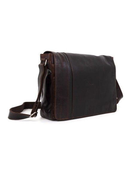 Bolso de piel cosido artesano color marrón