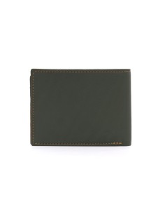 Cartera de piel con costura en contraste color verde 2