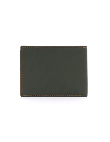 Cartera de piel con costura en contraste color verde