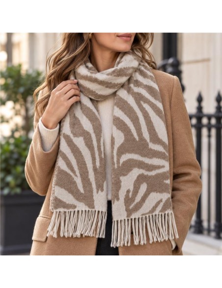 Bufanda estampada suaves al tacto color beige