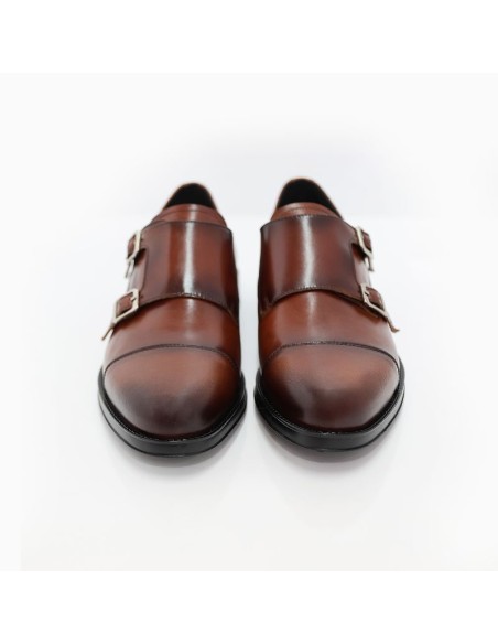 Zapato con hebilla de piel con plantilla extraible color cuero