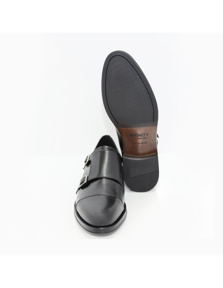 Black leather monkstrap