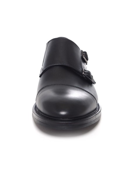 Black leather monkstrap