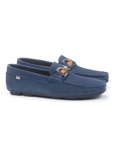 Blue suede moccasin