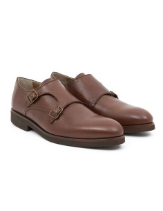 Zapato con hebilla de piel con dos  hebillas color cuero 2