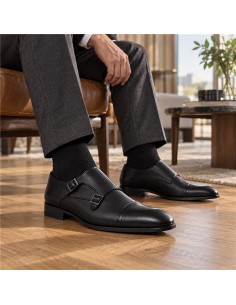 Black leather monkstrap