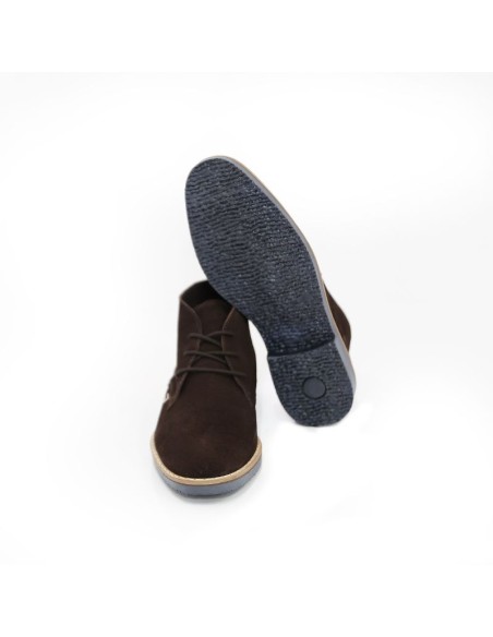 Botín de piel acabado a mano color marrón