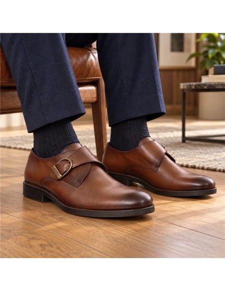 Brown leather monkstrap