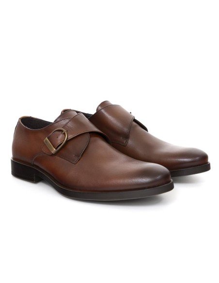 chaussure avec boucle de peau marron PEROLA-CUERO