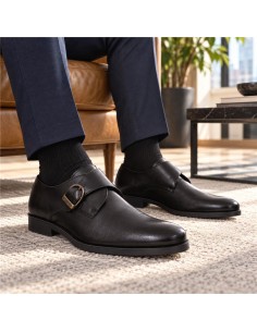 Black leather monkstrap