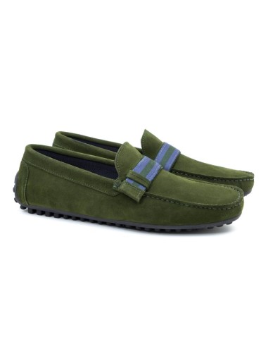 Green suede moccasin