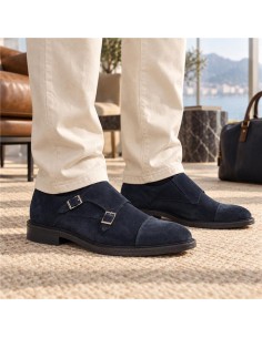 Blue suede monkstrap