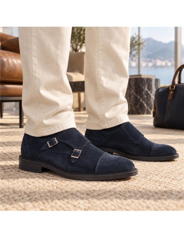 Blue suede monkstrap