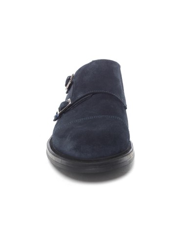 Zapato con hebilla de ante con dos  hebillas color azul