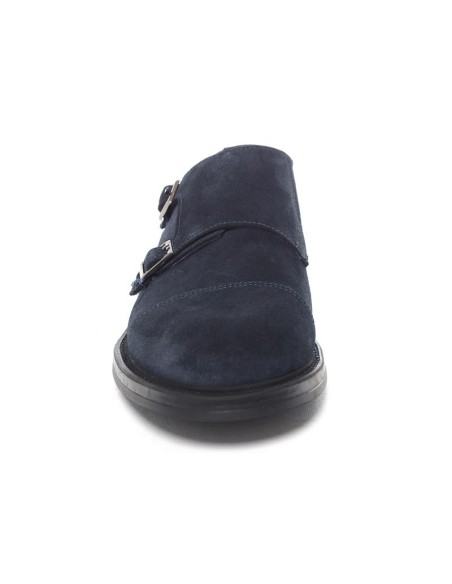 Zapato con hebilla de ante con dos  hebillas color azul